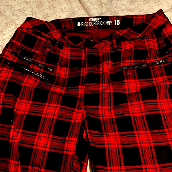 Red and black checkered jeans - Picture 1 of 5